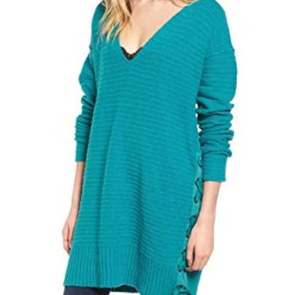Free People Sweaters - Free People Heart in Laces green oversized sweater